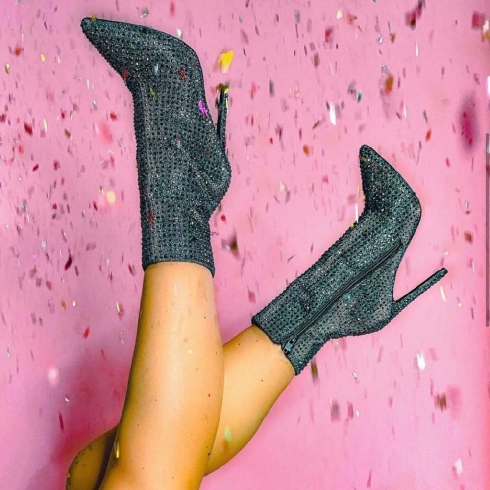 Steve Madden WIFEY cardi B stellito ankle boots 9 silver - Picture 6 of 15